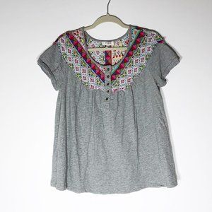 Umgee Top Shirt Womens Medium Gray Short Sleeve